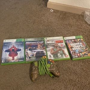 Spider-Man 2,midnight club,nba 2k9,gta 5, camouflage controller all for Xbox 360
